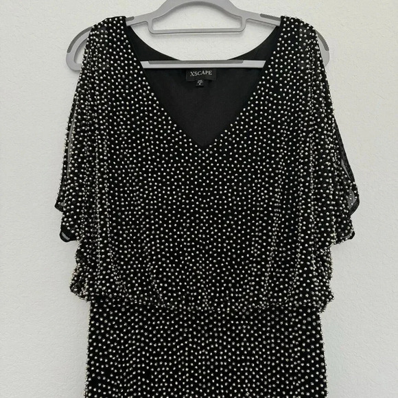 Xscape Womens Mirror Ball Sequined Evening Cocktail And Party Dress Gown Size 6 - Picture 2 of 10